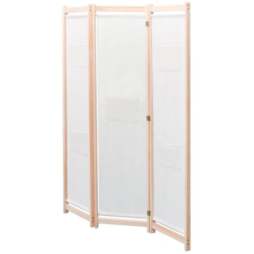 Cloison De Séparation 3 Panneaux Crème 120x170x4 Cm Tissu