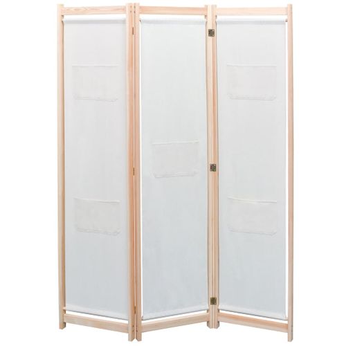 Cloison De Séparation 3 Panneaux Crème 120x170x4 Cm Tissu