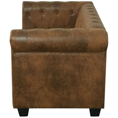 Canapé Chesterfield 2 Places Cuir Artificiel Marron