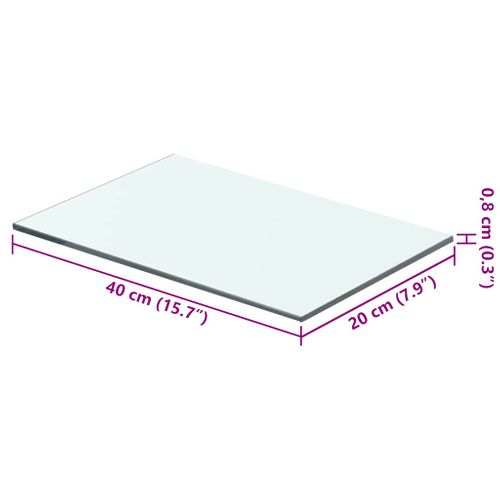 Panneau Pour Étagère Verre Transparent 40 X 20 Cm
