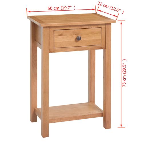 Table Console 50 X 32 X 75 Cm Bois De Chêne Massif