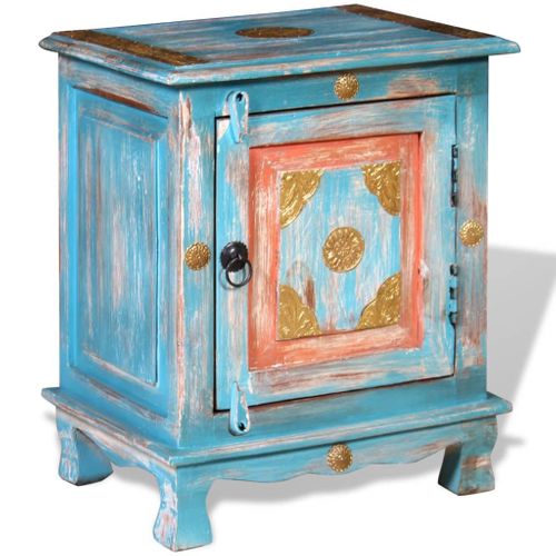 Table De Chevet Bois De Manguier Massif Bleu