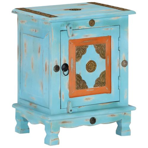 Table De Chevet Bois De Manguier Massif Bleu