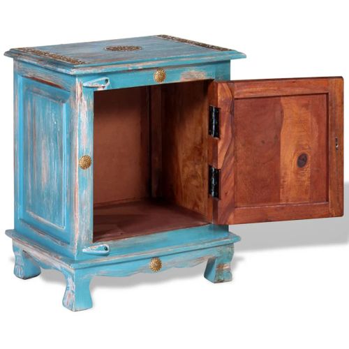 Table De Chevet Bois De Manguier Massif Bleu