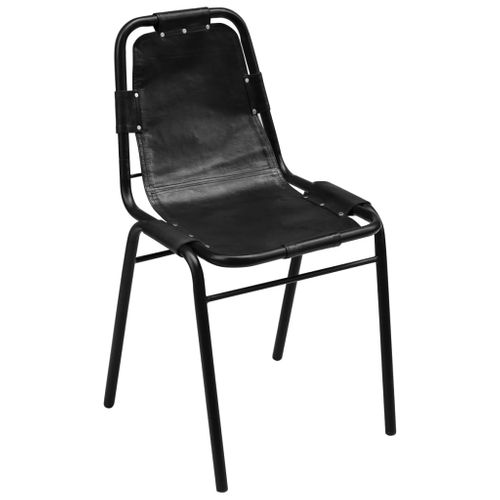 Chaises À Manger Lot De 6 Noir Cuir Véritable