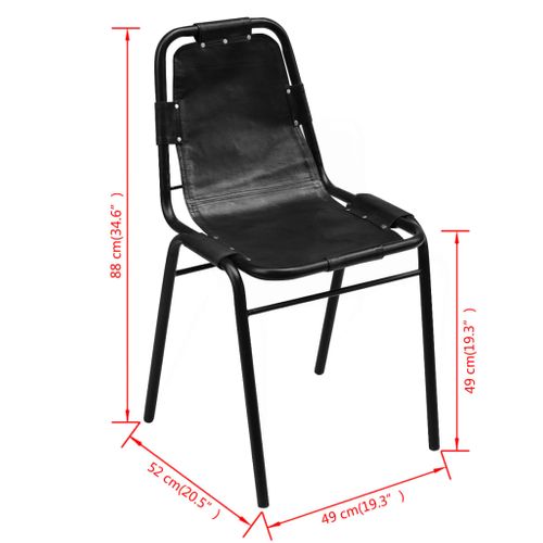 Chaises À Manger Lot De 6 Noir Cuir Véritable
