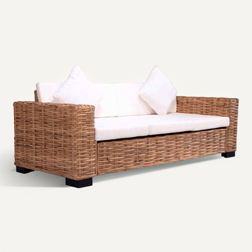 Canapé Esprit Tropical - 195x80x67 Cm - Naturel