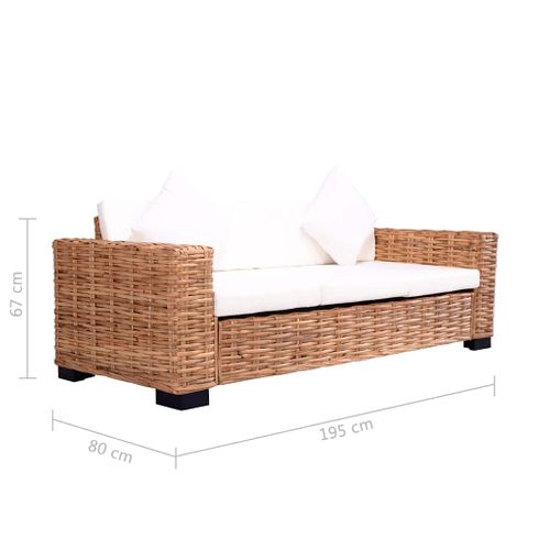 Canapé Esprit Tropical - 195x80x67 Cm - Naturel