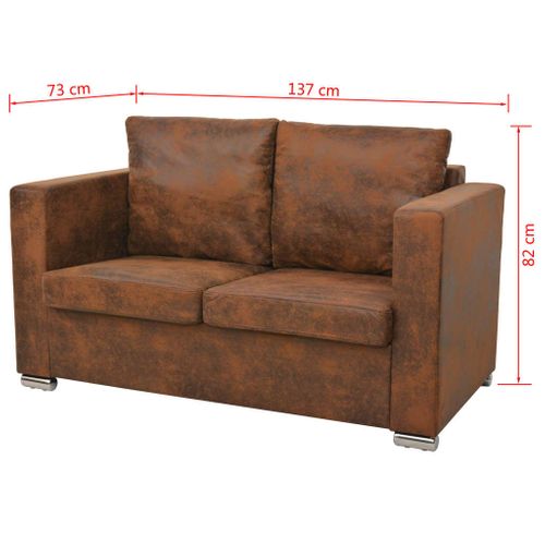 Canapé À 2 Places 137 X 73 X 82cm Cuir Daim Artificiel