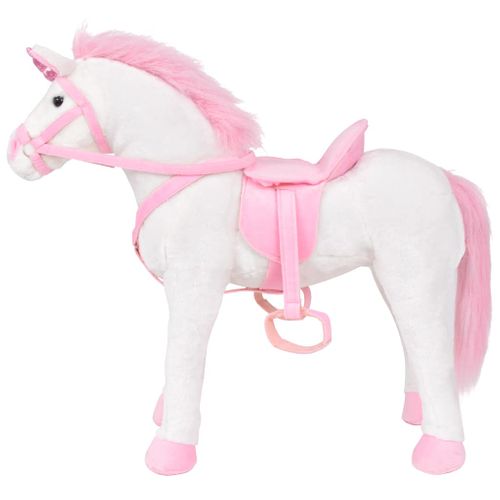 Jouet En Peluche Licorne Blanc Et Rose XXL