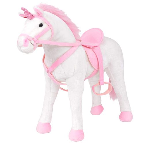 Jouet En Peluche Licorne Blanc Et Rose XXL
