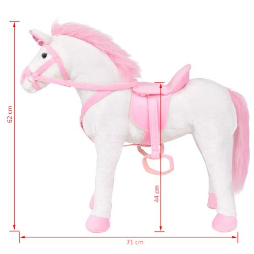 Jouet En Peluche Licorne Blanc Et Rose XXL