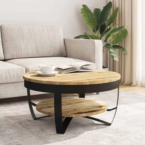 Table Basse Bois Massif De Manguier Brut 65x32 Cm