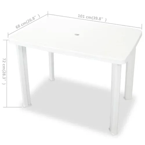 Table De Salon De Jardin En Pvc - 101x68x72 Cm - Blanc