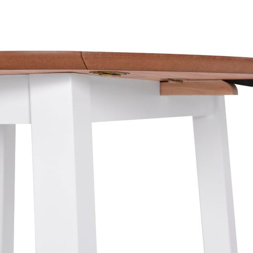 Vidaxl Table à Manger Ronde à Abattant Mdf Blanche Meuble Repas Dîner Cuisine Maison Intérieur