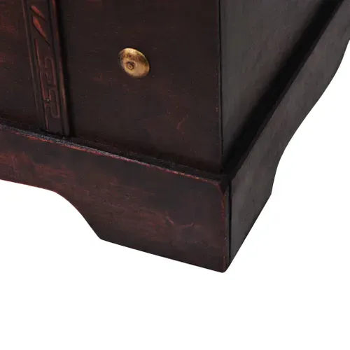 Coffre Vintage En Bois Marron 66x38x40 Cm, Avec Poignées Latérales