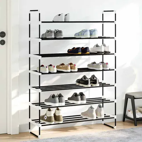 Range-chaussures Avec 7 étagères Métal Et Plastique Noir