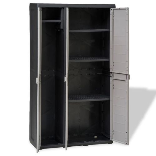 Armoire De Rangement De Jardin Avec 4 Étagères Noir Et Gris