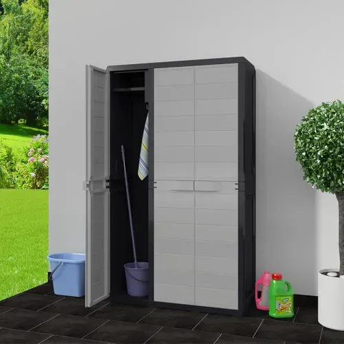 Armoire De Rangement De Jardin Avec 4 Étagères Noir Et Gris