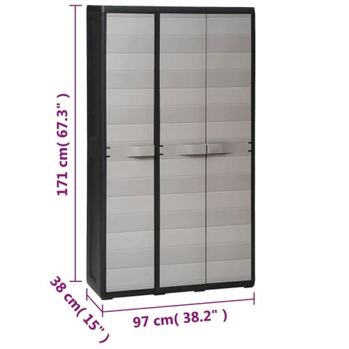 Armoire De Rangement De Jardin Avec 4 Étagères Noir Et Gris