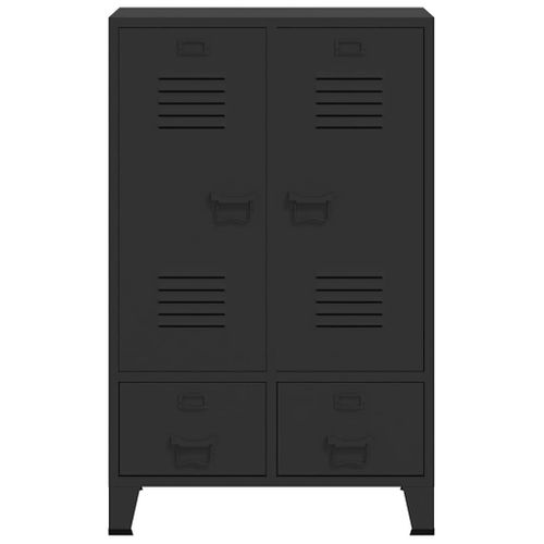 Garde-robe Avec Tiroirs Métal De Style Industriel 67x35x107 Cm Noir Armoire De Rangement