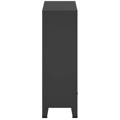 Garde-robe Avec Tiroirs Métal De Style Industriel 67x35x107 Cm Noir Armoire De Rangement