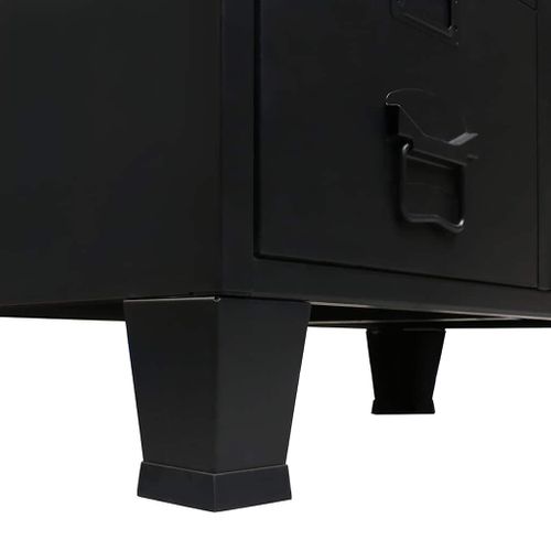 Garde-robe Avec Tiroirs Métal De Style Industriel 67x35x107 Cm Noir Armoire De Rangement