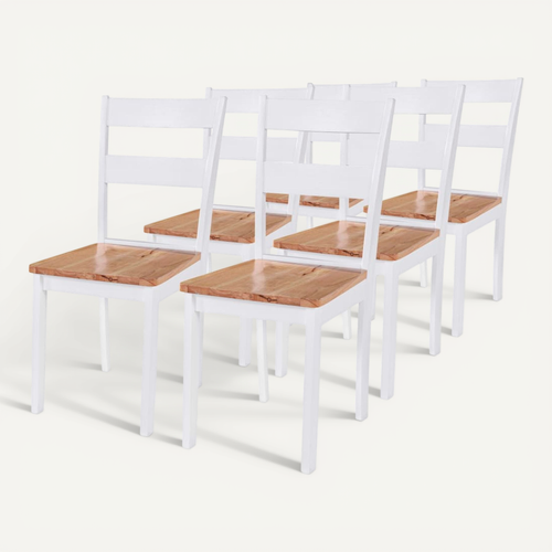Chaises À Manger Lot De 6 Blanc Bois D'hévéa Massif