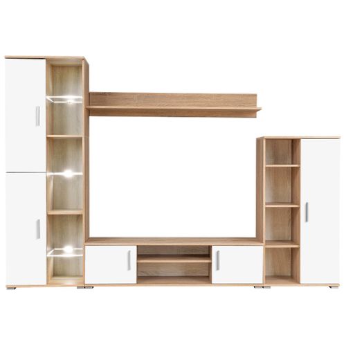 Meuble TV Mural Avec Lumière LED Chêne Sonoma Et Blanc