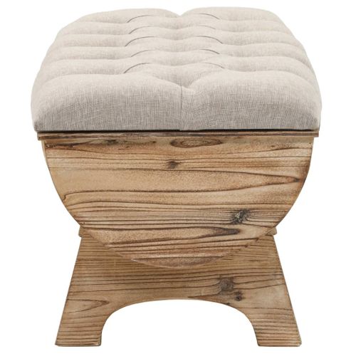 Vidaxl Banc De Rangement Bois Massif Et Tissu 103x51x44cm Pouf Boîte De Rangement Stockage Intérieur