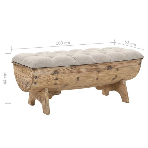Vidaxl Banc De Rangement Bois Massif Et Tissu 103x51x44cm Pouf Boîte De Rangement Stockage Intérieur
