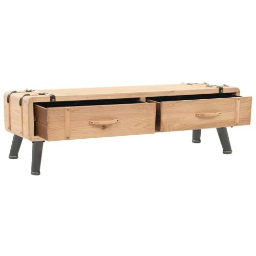 Meuble TV Bois De Sapin Massif 120x33x35 Cm