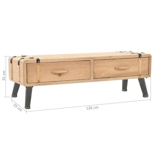 Meuble TV Bois De Sapin Massif 120x33x35 Cm