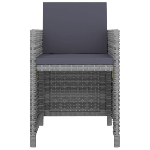 Lot De 5 Ensemble à Manger Extérieur Avec Coussins Amovibles Résine Tressée Gris