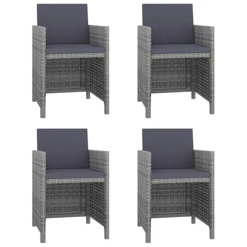 Lot De 5 Ensemble à Manger Extérieur Avec Coussins Amovibles Résine Tressée Gris