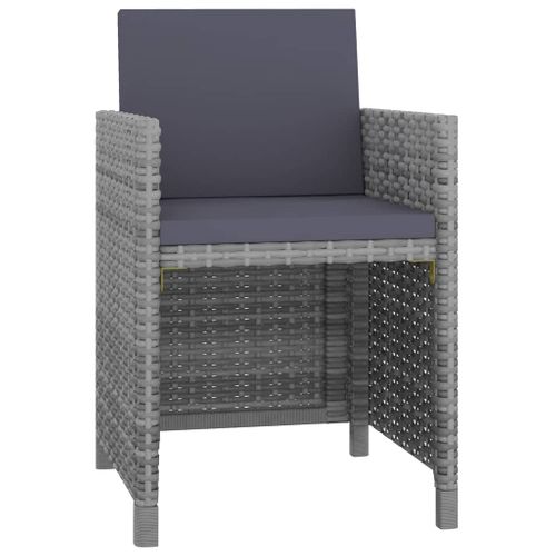 Lot De 5 Ensemble à Manger Extérieur Avec Coussins Amovibles Résine Tressée Gris