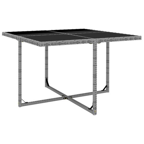 Lot De 5 Ensemble à Manger Extérieur Avec Coussins Amovibles Résine Tressée Gris