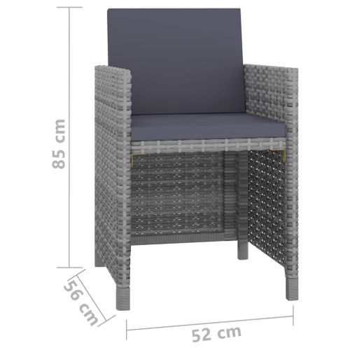 Lot De 5 Ensemble à Manger Extérieur Avec Coussins Amovibles Résine Tressée Gris
