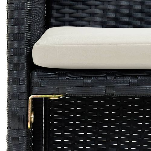 Canapé De Jardin à 2 Places Avec Coussins Noir Résine Tressée