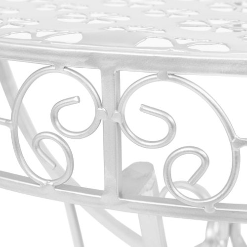 Table D'appoint Vintage Demi-ronde Métal 72x36x74 Cm Argenté