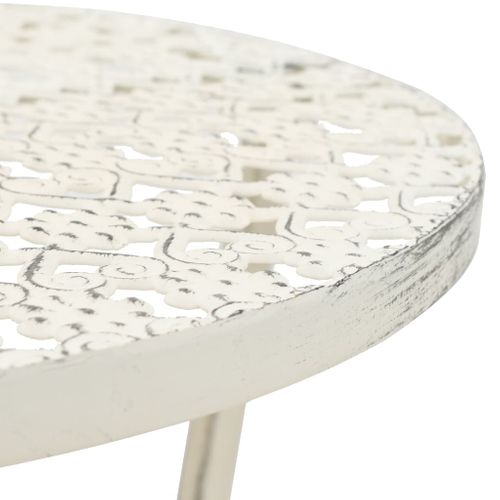 Table De Bistro Style Vintage Ronde Métal 40 X 70 Cm Blanc