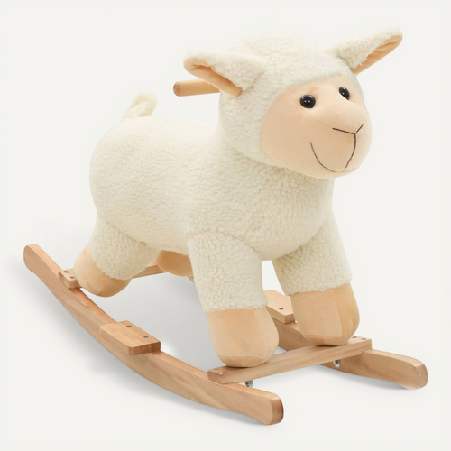 Mouton À Bascule Peluche 78x34x58 Cm Blanc
