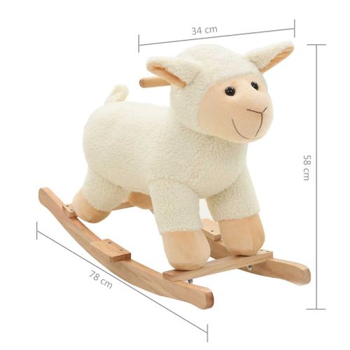 Mouton À Bascule Peluche 78x34x58 Cm Blanc