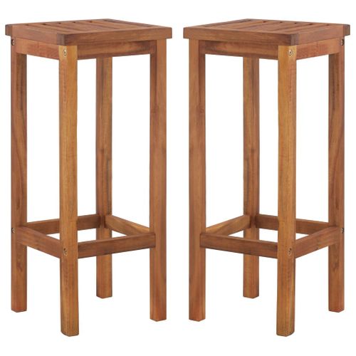 Tabourets Bar Lot De 2 Bois Massif Acacia Jardin Terrasse 30,5x30,5x74 Cm