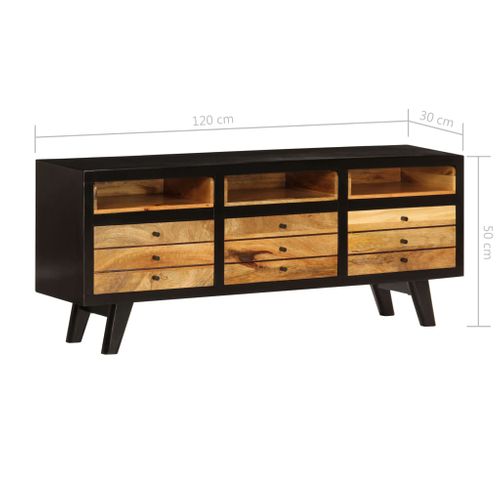 Meuble TV Bois De Manguier Massif 120x30x50 Cm