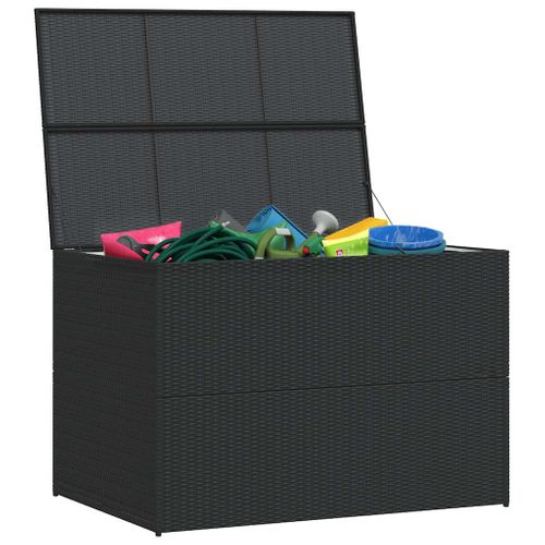 Boîte De Rangement De Jardin Noir 150x100x100 Cm Résine Tressée