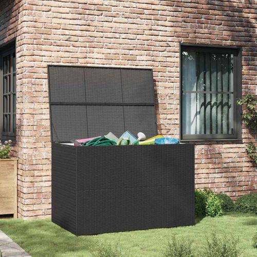 Boîte De Rangement De Jardin Noir 150x100x100 Cm Résine Tressée
