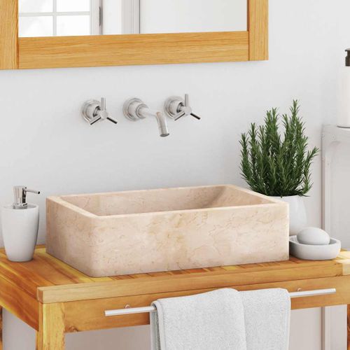 Lavabo En Marbre Brillant Crème 45x30x12 Cm Lavabo De Coiffeuse