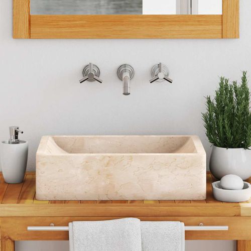 Lavabo En Marbre Brillant Crème 45x30x12 Cm Lavabo De Coiffeuse