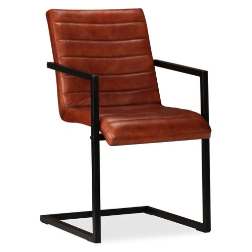 Chaises À Manger Lot De 4 Marron Cuir Véritable